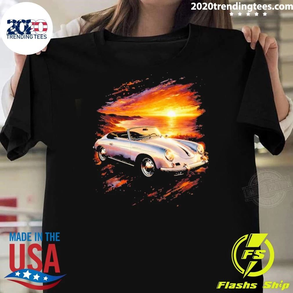 Porsche 356 Old Car Sunset Coastal Shirt