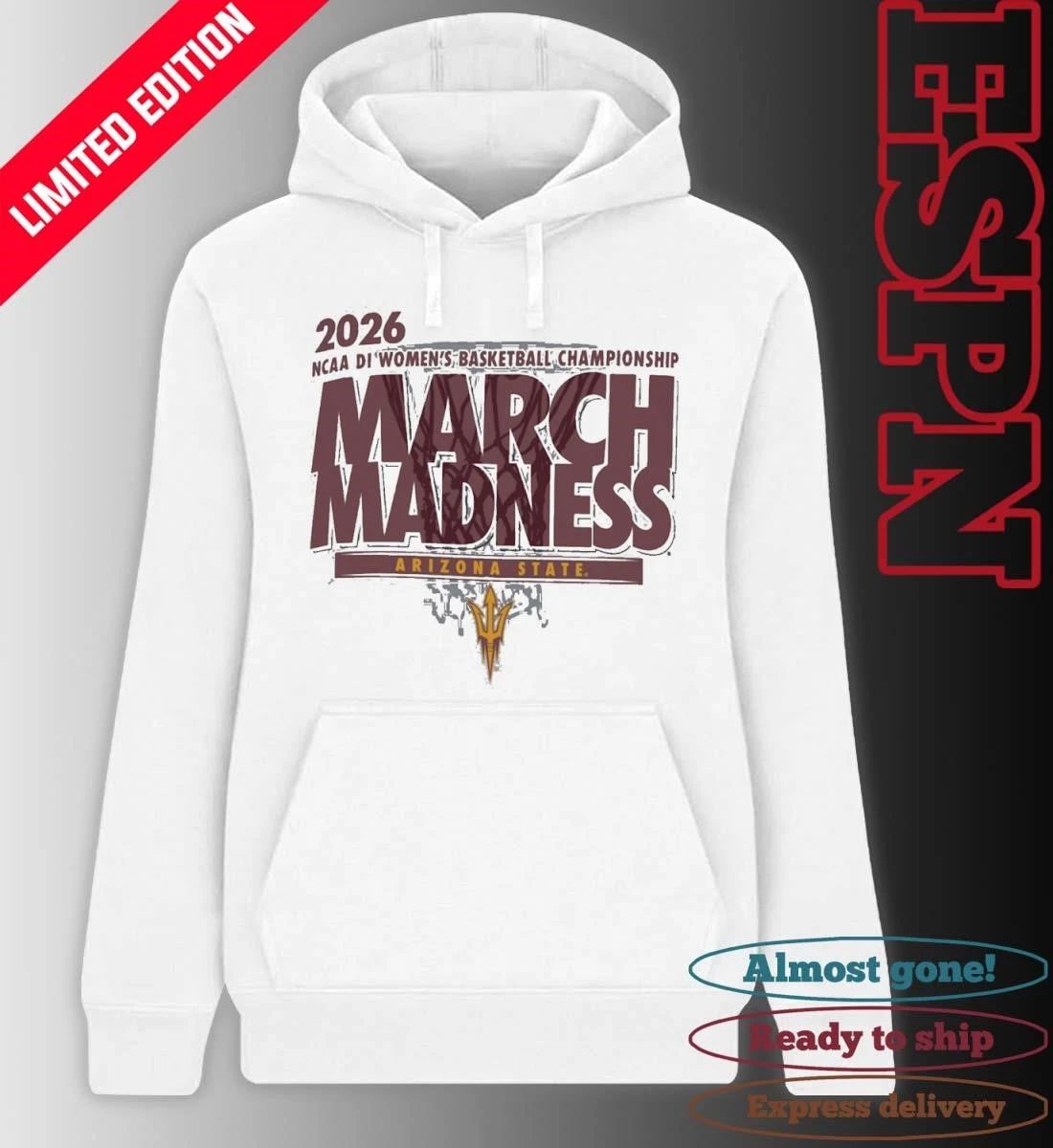 Arizona State Sun Devils 2026 NCAA DI Women’s Basketball March Madness – First Four Shirt