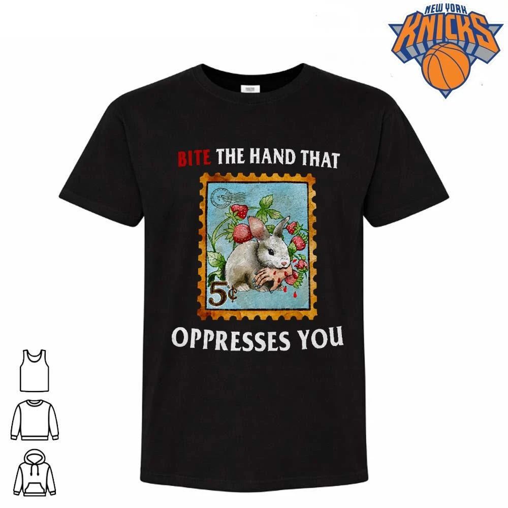 Bite The Hand That Oppresses You Vintage Rabbit Stamp Activism Protest Shirt