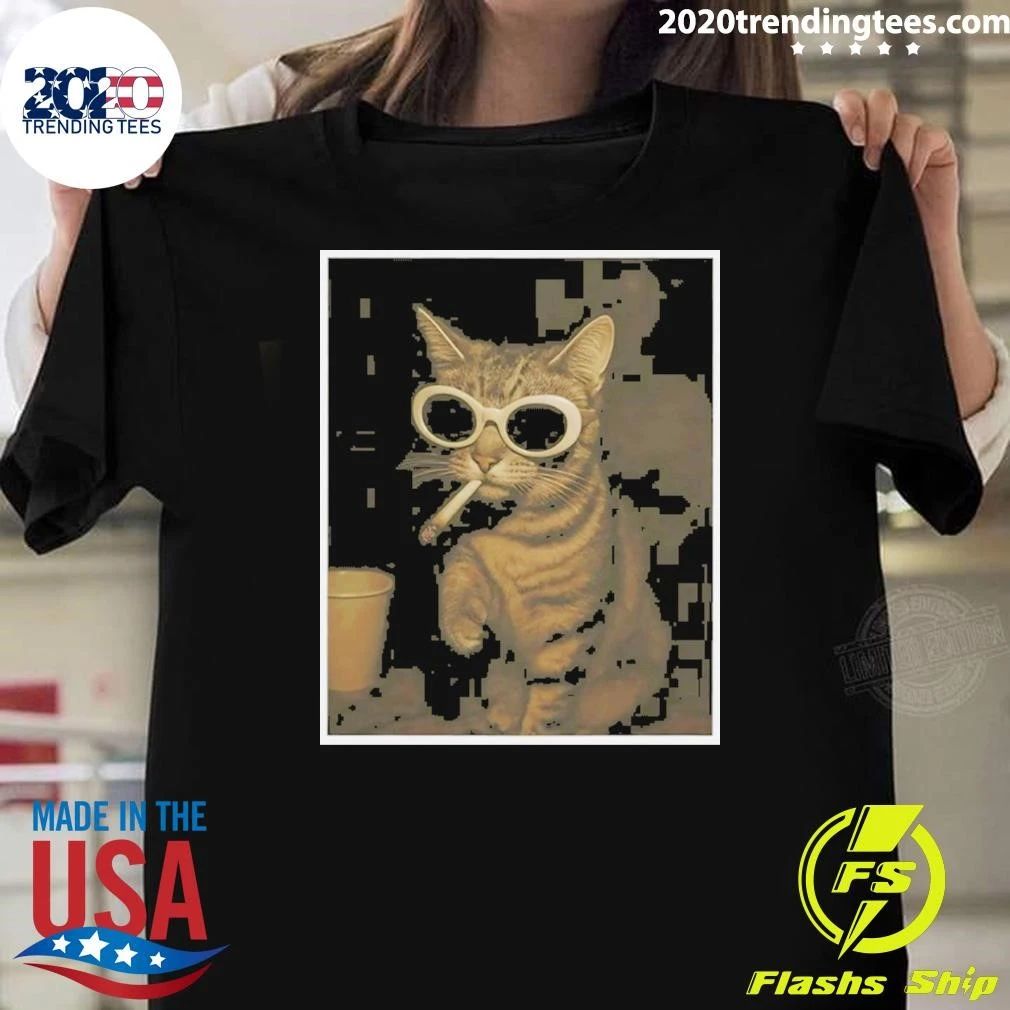 Cat Smoking Photo Meme Vintage Shirt