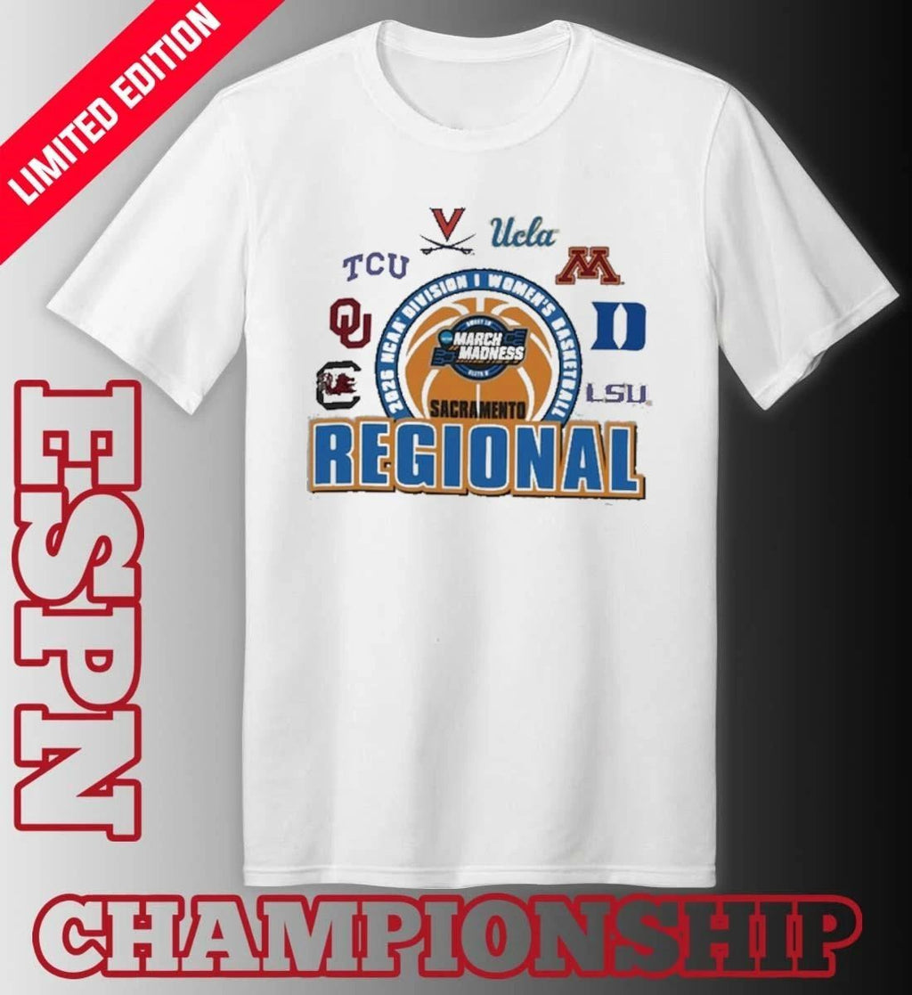 2026 NCAA DI Women’s Basketball Tournament March Madness Sacramento Regional Teams T-Shirt