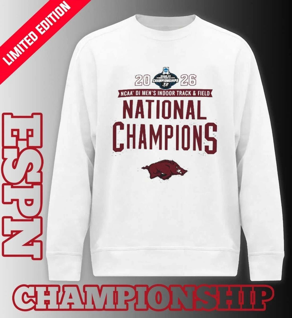 Arkansas Razorbacks 2026 NCAA Men’s Indoor Track & Field National Champions T-Shirt