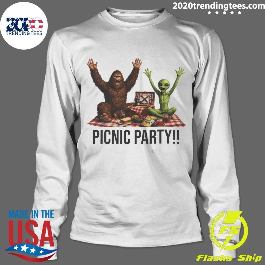 Bigfoot and Alien Picnic Party Shirt