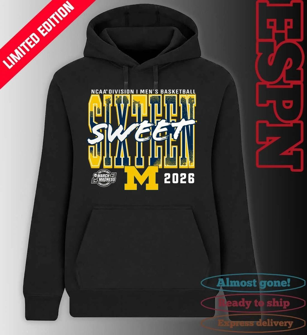 Michigan Wolverines 2026 NCAA Men’s Basketball Tournament March Madness Sweet 16 T-Shirt