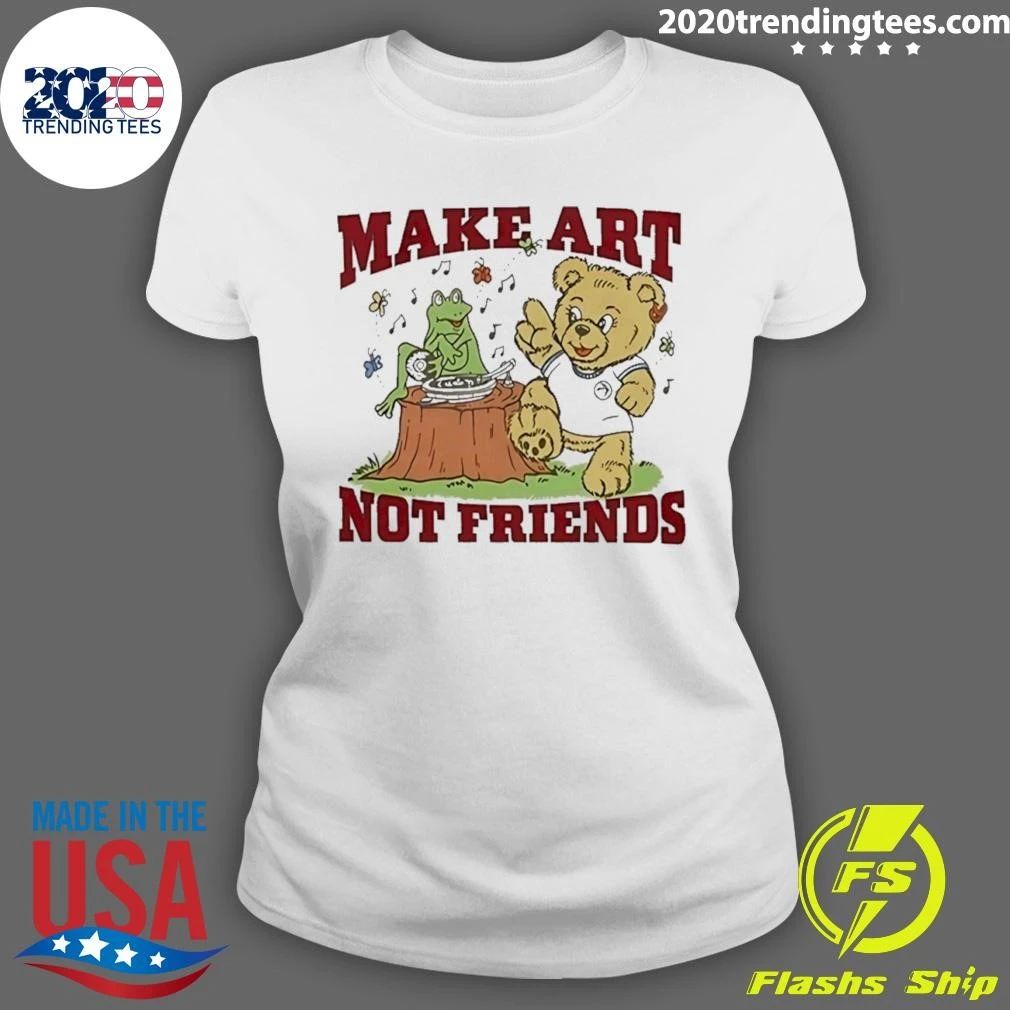 Teddy Bear And Frog Make Art Not Friends T-Shirt