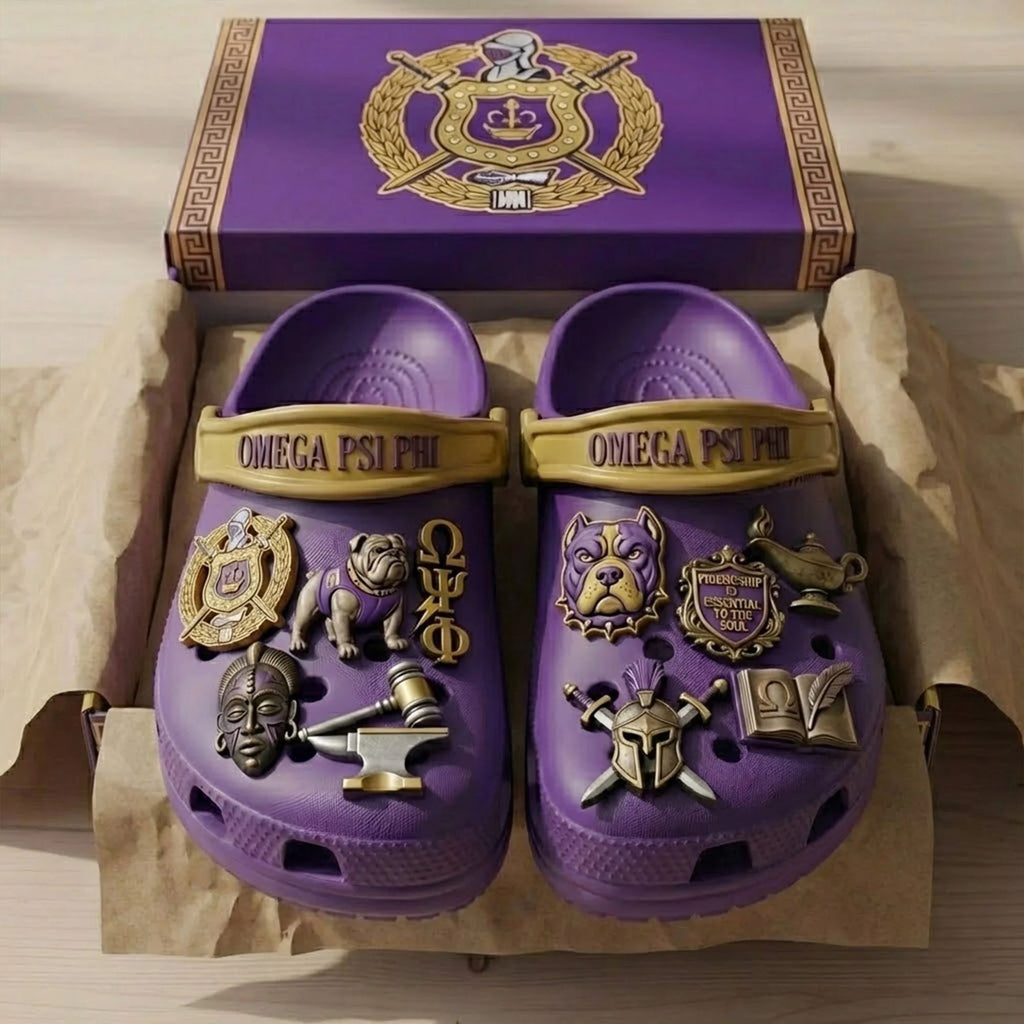 Omega Psi Phi Custom Crocs With Charms