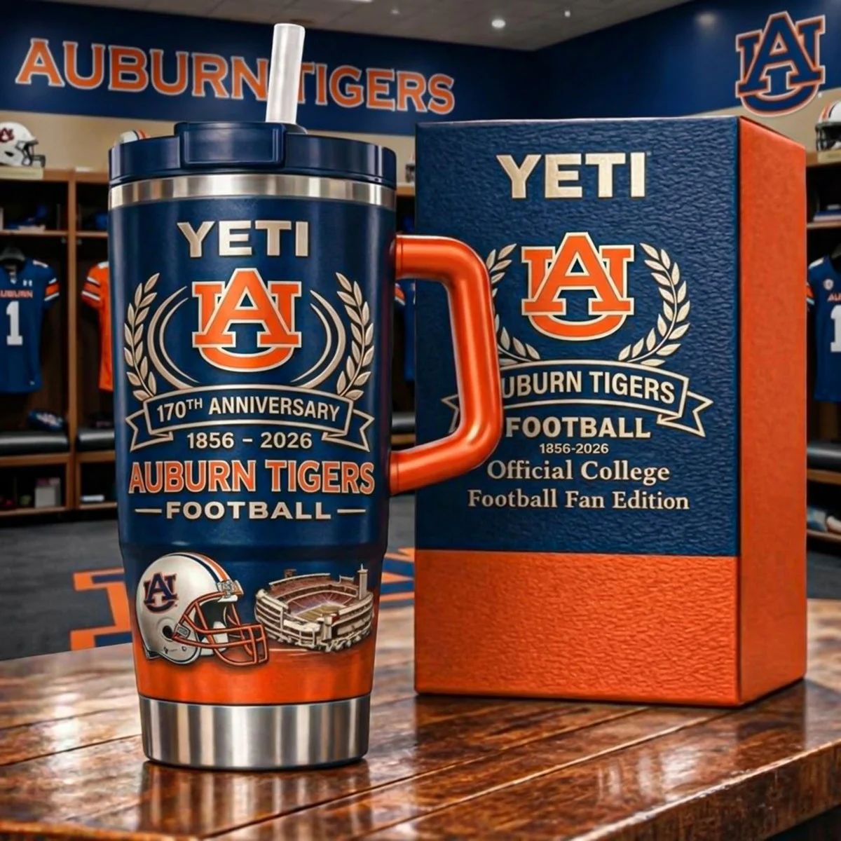 Auburn Tigers 170th Anniversary 1856 – 2026 Football Yeti Tumbler