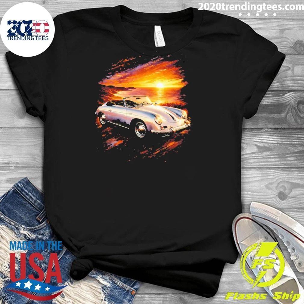 Porsche 356 Old Car Sunset Coastal Shirt