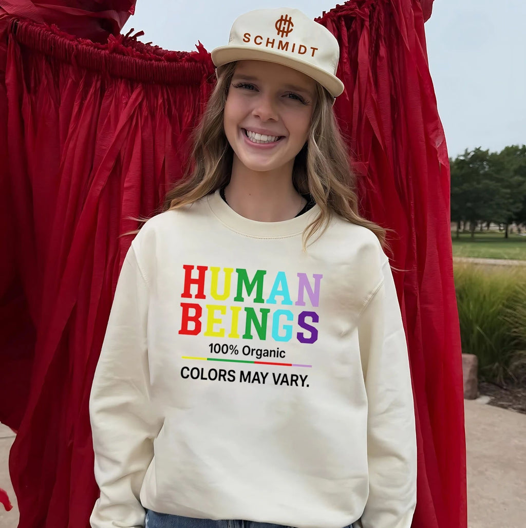 Human Beings 100 Organic Colors May Vary Pride shirt