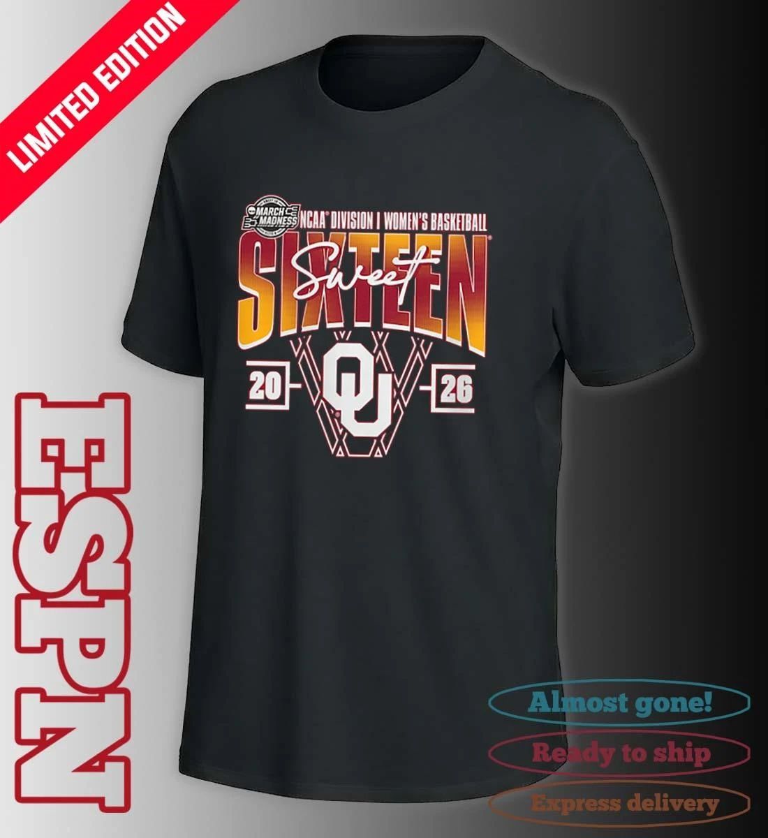 Oklahoma Sooners 2026 NCAA Women’s Basketball Tournament March Madness Sweet 16 Court Shot T-Shirt