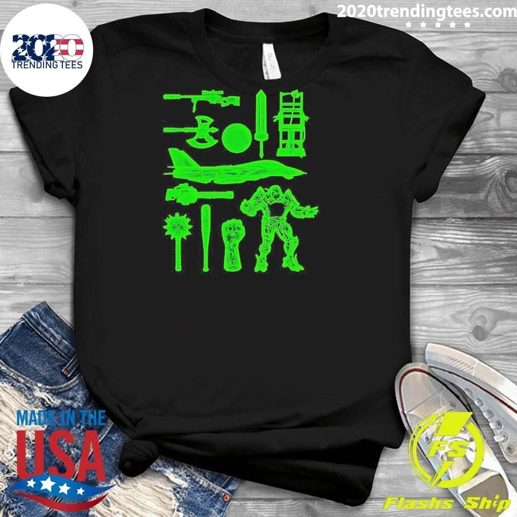 Ring Weapons Neon Green Wireframe Shirt