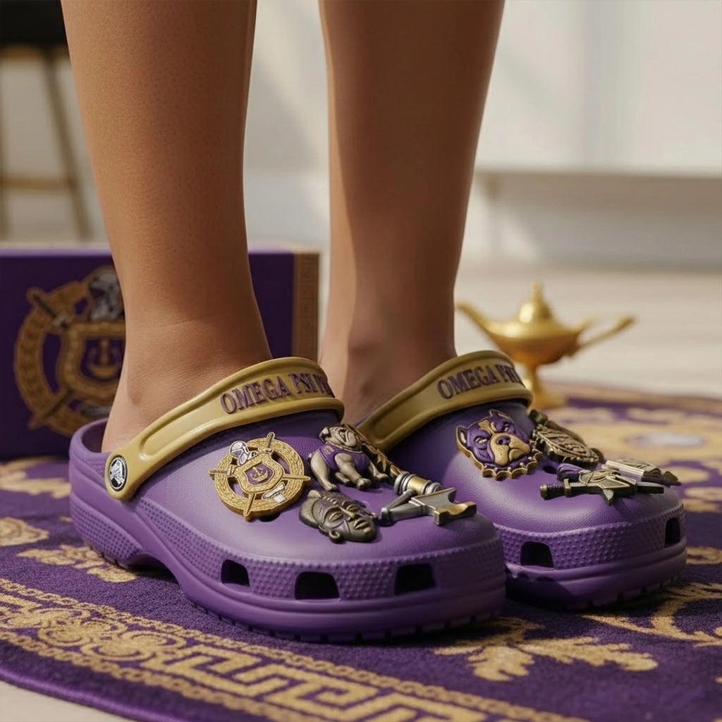 Omega Psi Phi Custom Crocs With Charms
