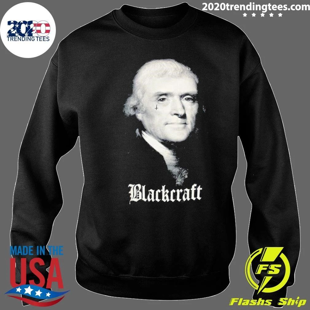 Thomas Jefferson Blackcraft Small Black Portrait American Flag Shirt