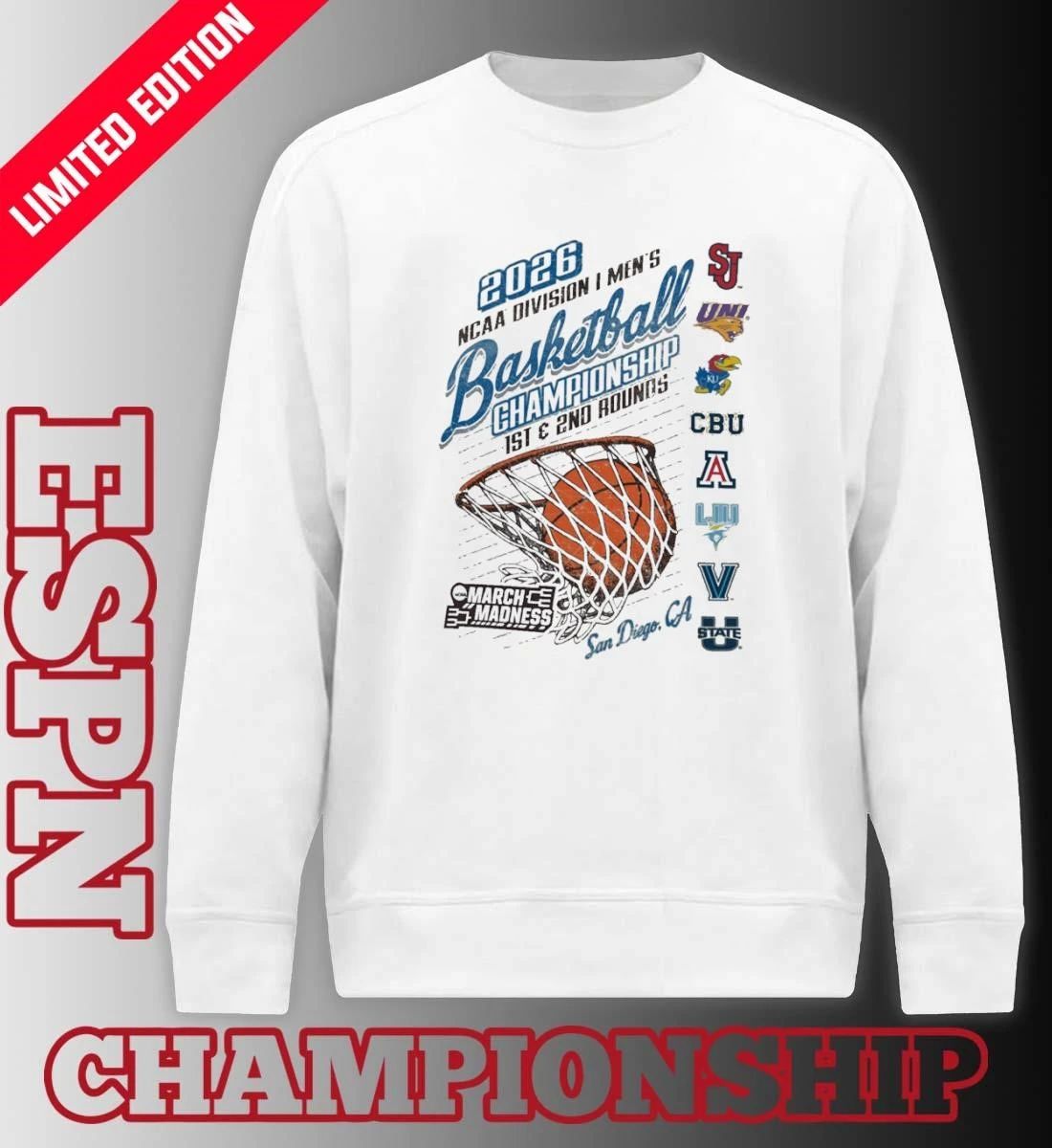 2026 NCAA DI Men’s Basketball Championship Regional 8 Teams San Diego, California T-Shirt