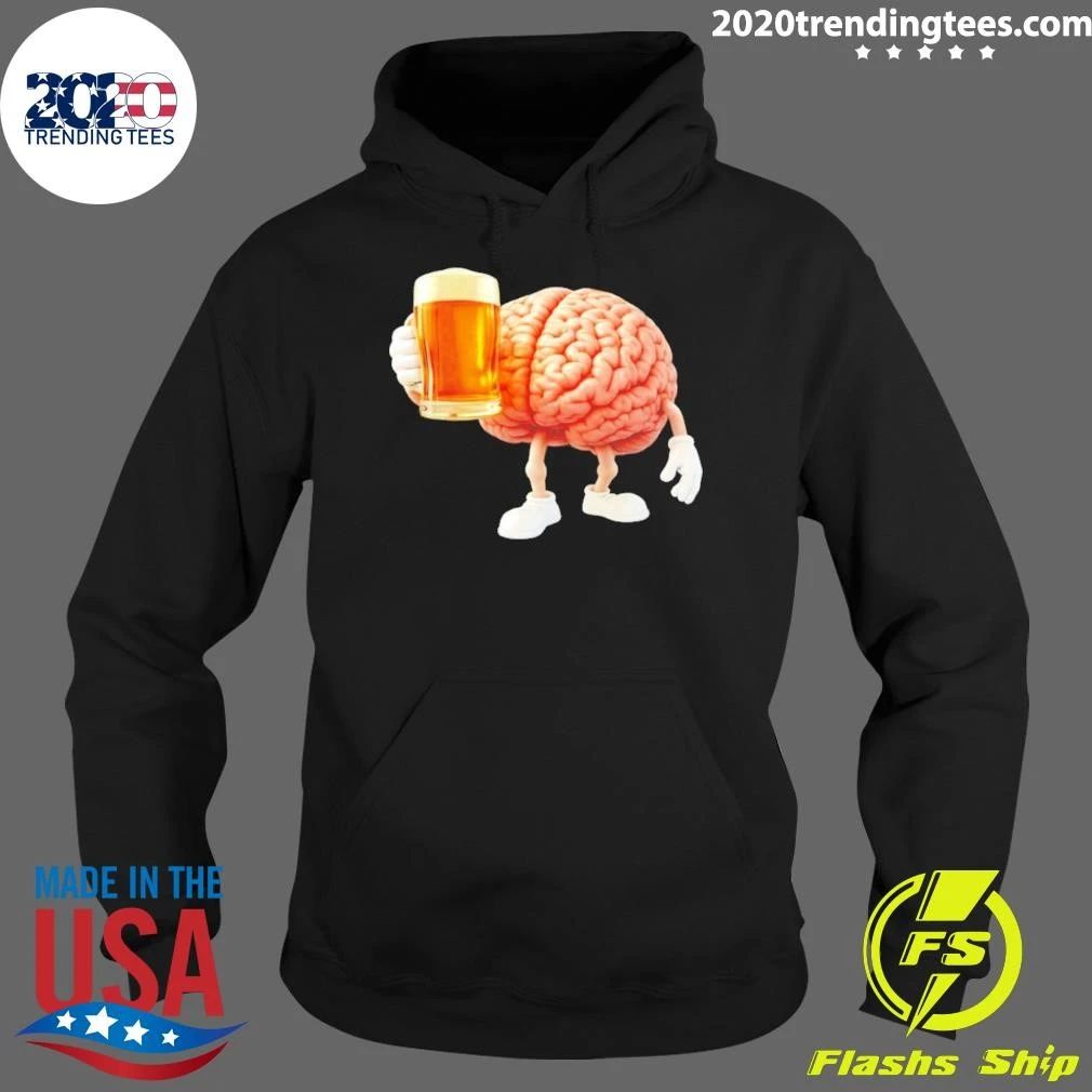 Brain Holding A Beer Drinking Anatomy Shirt