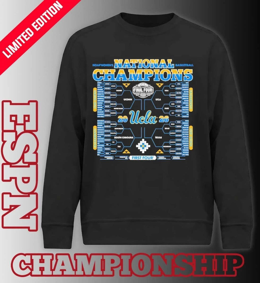UCLA Bruins 2026 NCAA Women’s Basketball National Champions Bracket T-Shirt