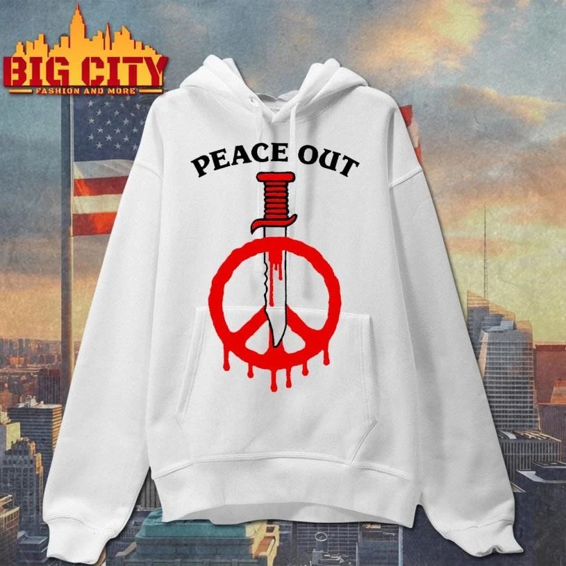 Peace Out Dagger Stabbing Peace Sign Dripping Blood Shirt