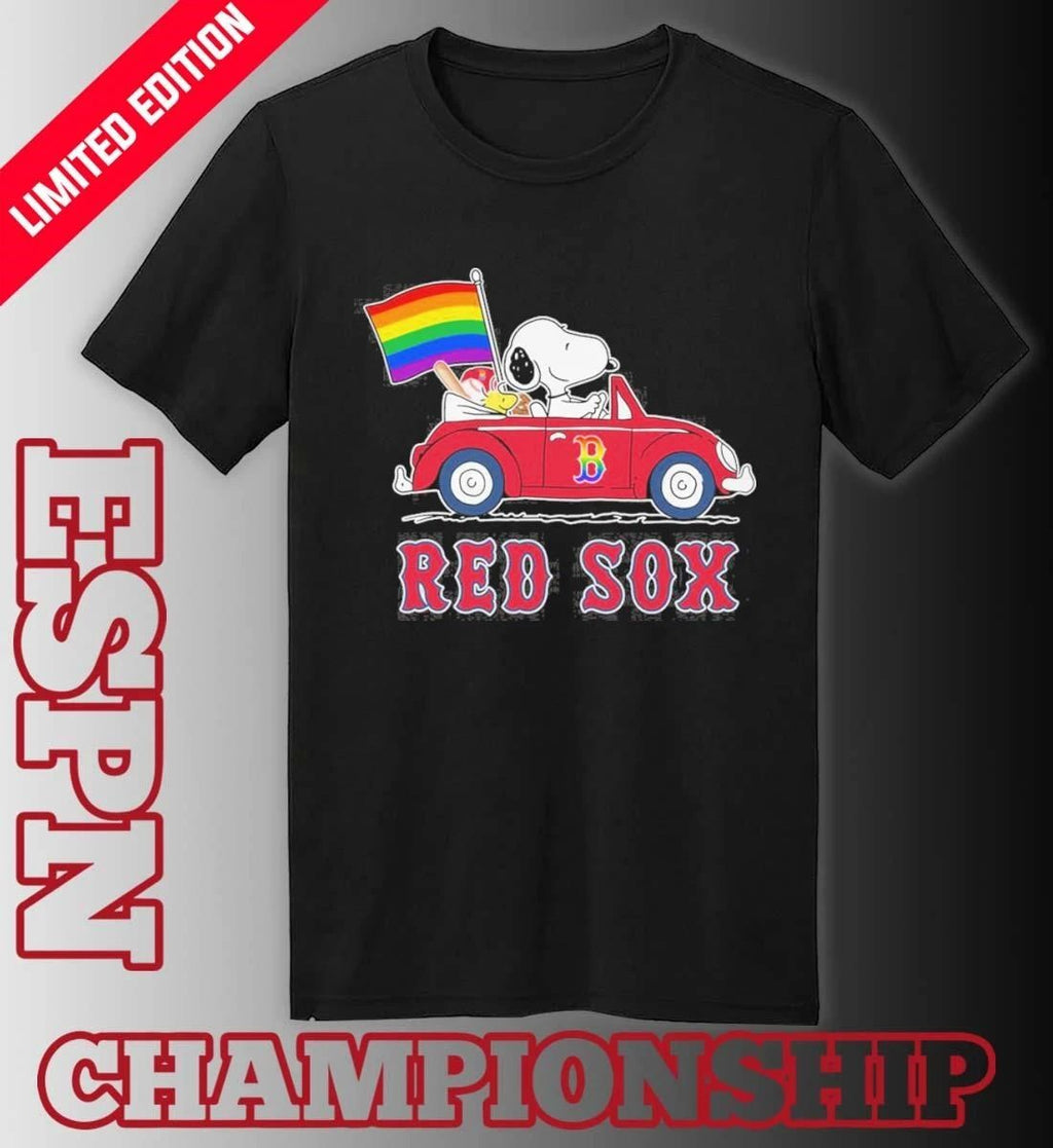 The Peanuts Driving Car X Boston Red Sox Pride Month Shirt