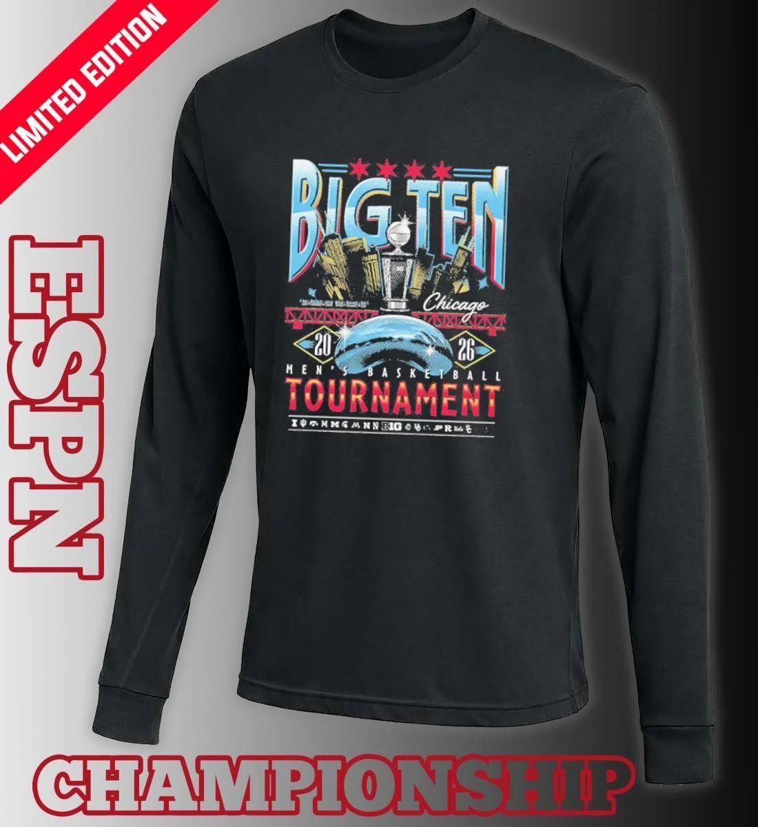 Chicago 2026 Big Ten Men’s Basketball Tournament Logos Shirt