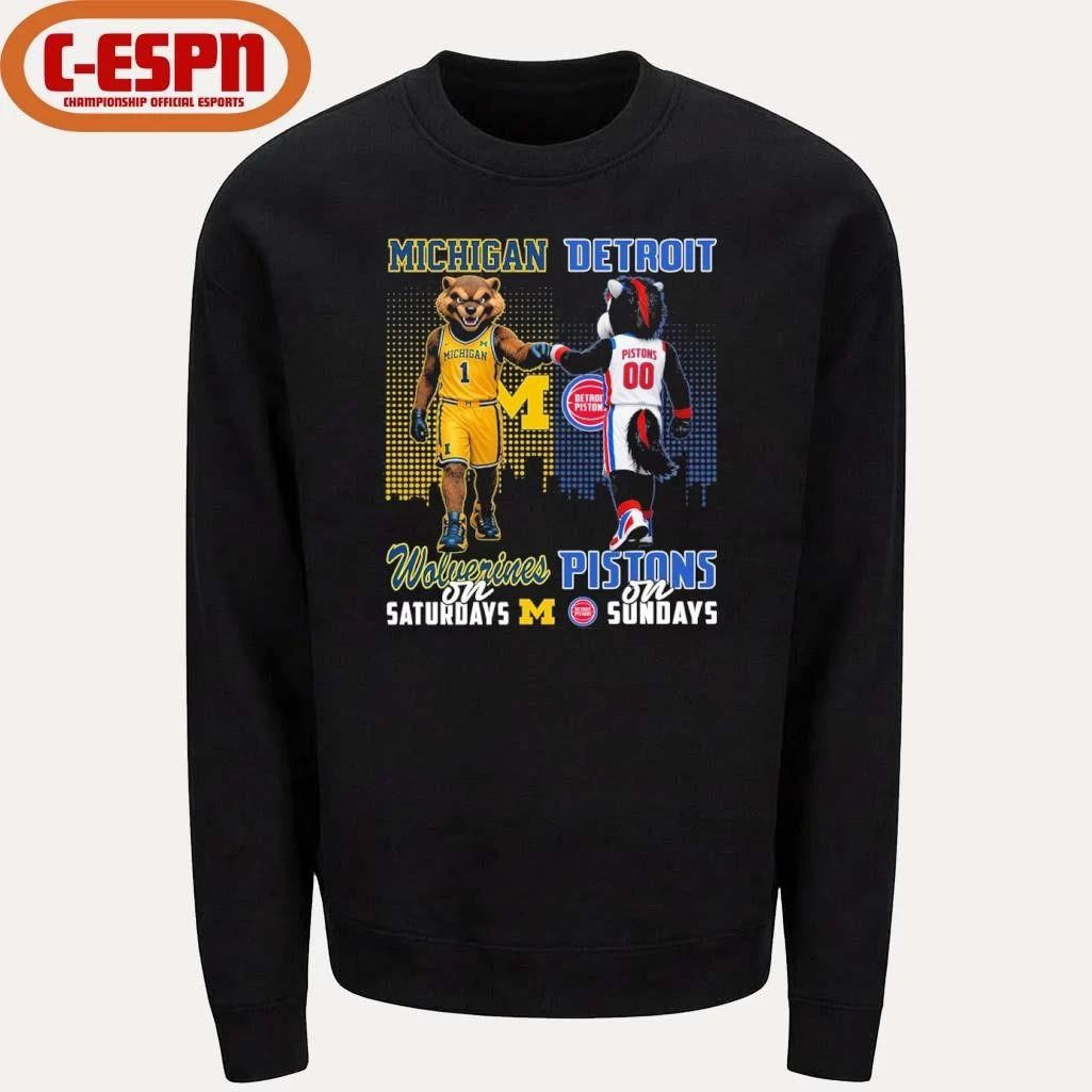 Mascot Michigan Wolverines On Saturdays And Detroit Pistons On Sundays Shirt