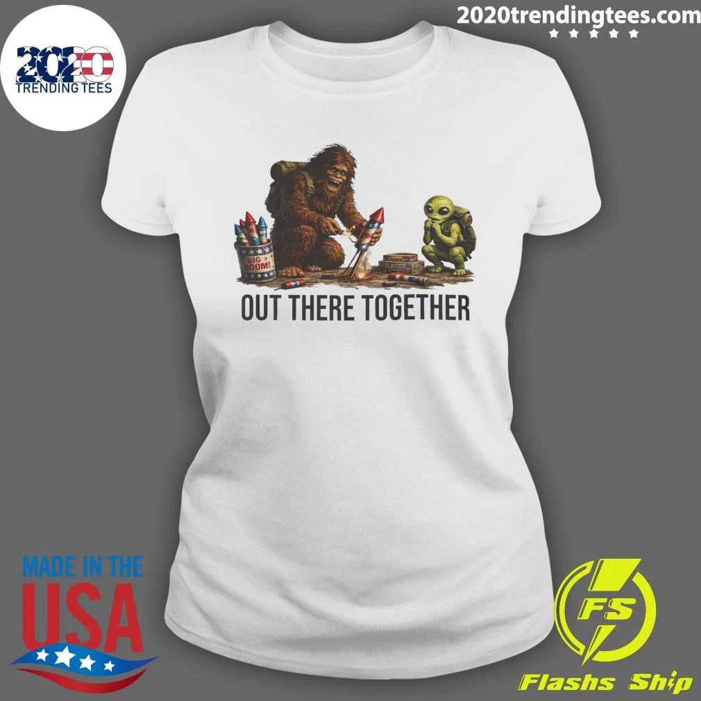 Sasquatch and Alien Painting Out There Together Shirt
