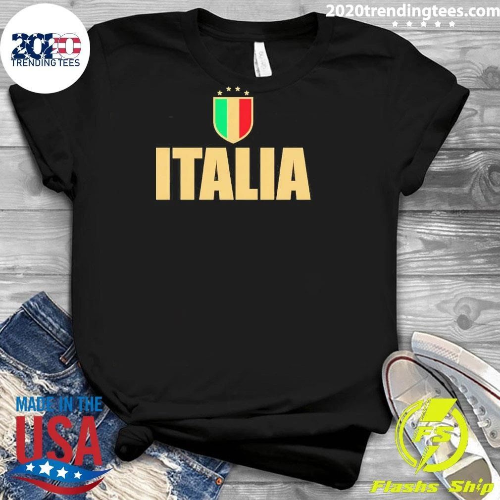 Gold Italia National Team Crest Italy Soccer Shirt