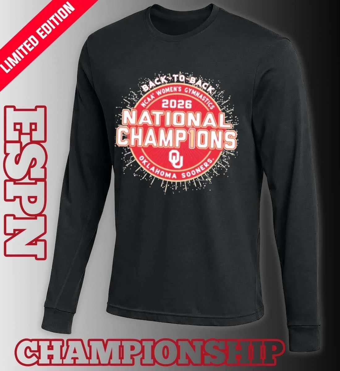 Oklahoma Sooners Back-To-Back NCAA Women’s Gymnastics National Champions T- Shirt
