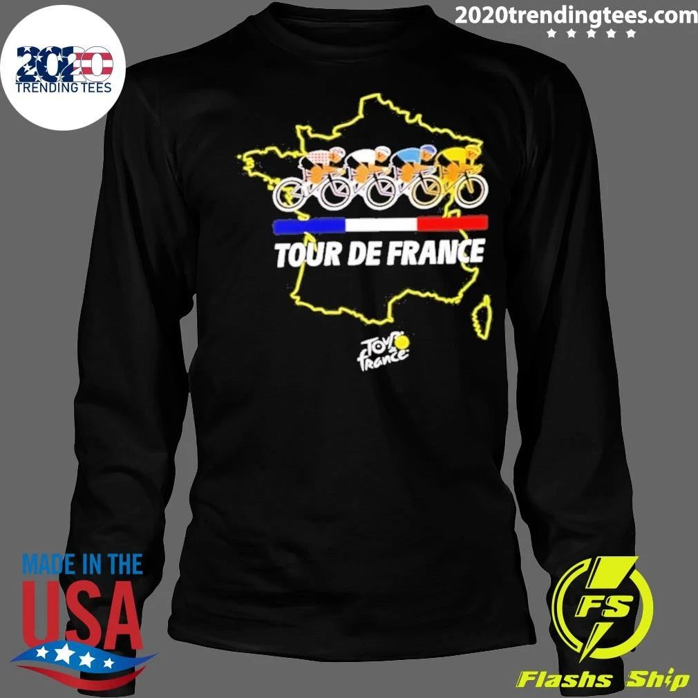 Tour De France Map With Cyclists Cycling Shirt