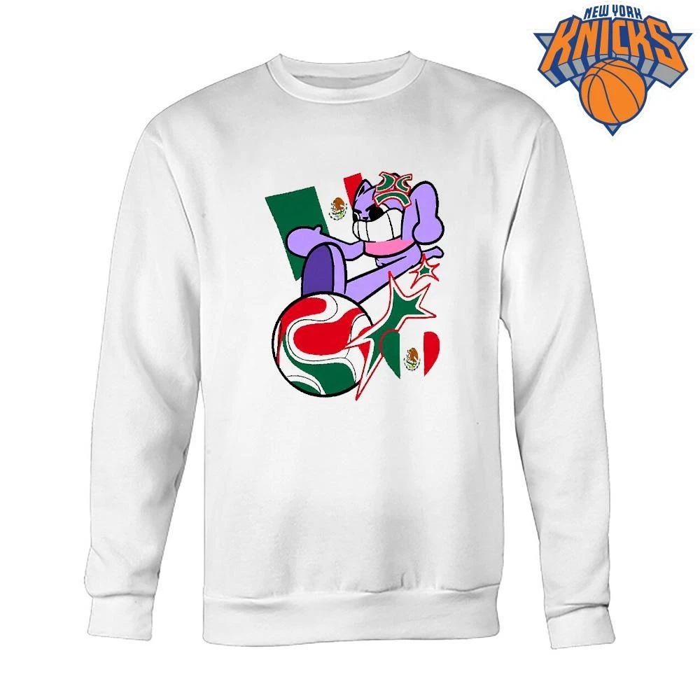 Mexico Football Soccer Cartoon Cat Graphic T Shirt