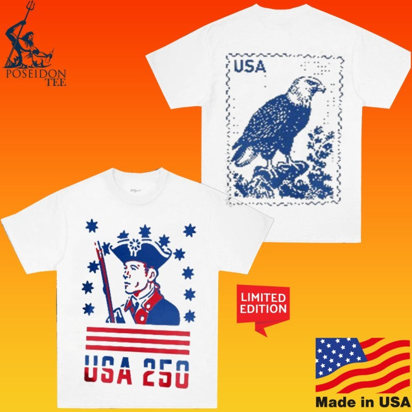 Usa 250th Anniversary Patriotic Minuteman Eagle America 250 Vintage 4th Of July T-shirt