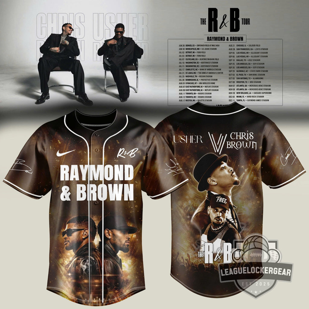 Usher and Chris Brown The R&B Tour Raymond & Brown Baseball Jersey