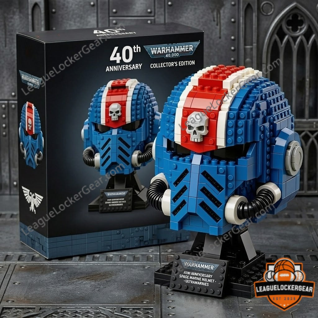 Warhammer 40th Anniversary Space Marine Ultramarines Helmet Brick Set