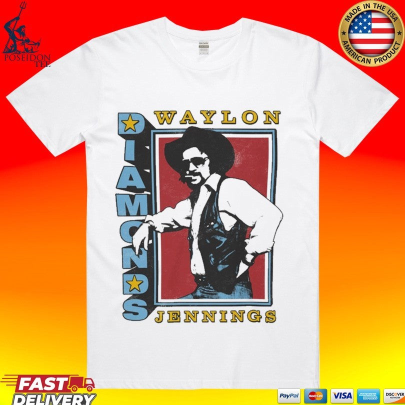Waylon Jennings Diamonds Ringer T-shirt