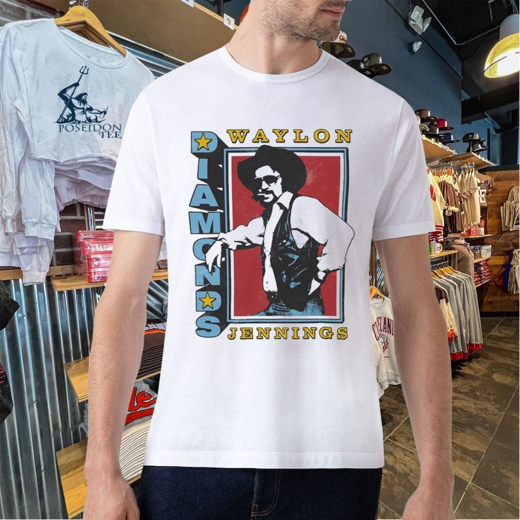 Waylon Jennings Diamonds Ringer T-shirt