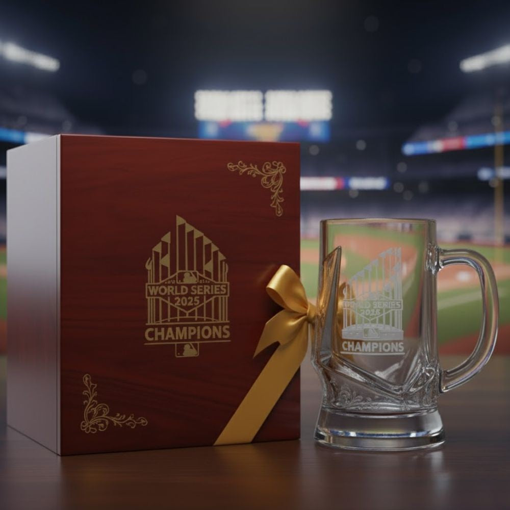 2025 World Series Champions Beer Stein – Premium Etched Baseball Trophy Glass