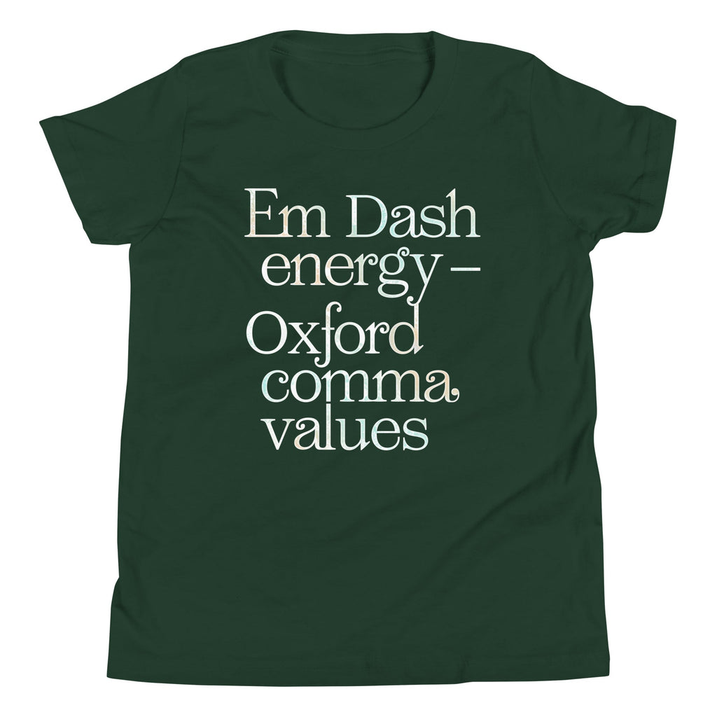 Em Dash Energy Oxford Comma Values Kid's Youth Tee