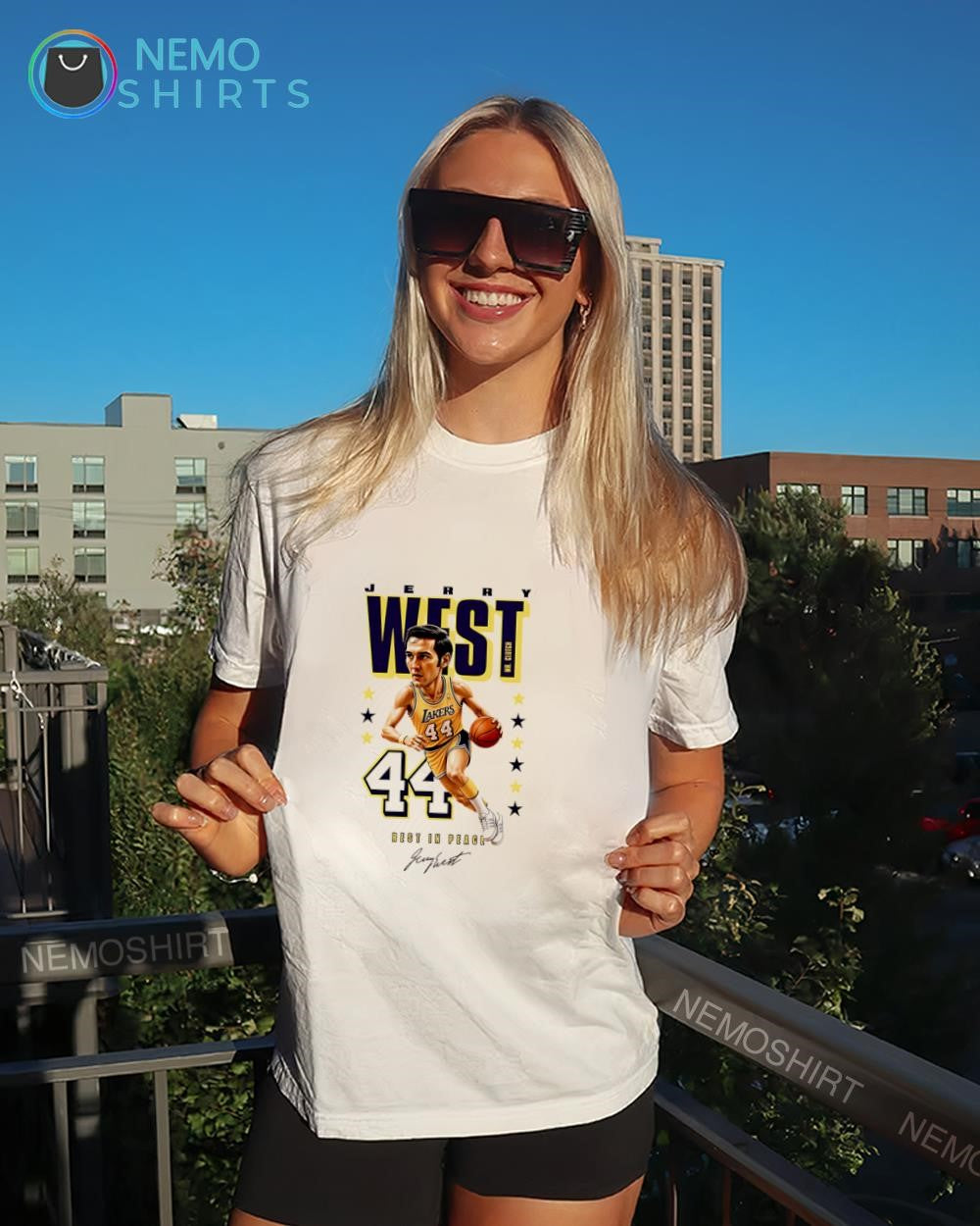 Jerry West Mr. Clutch 44 Los Angeles Lakers rest in peace signature shirt