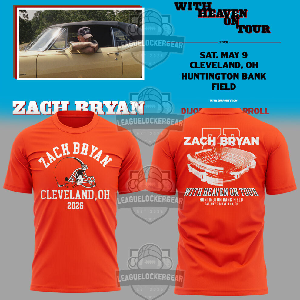 Zach Bryan Cleveland Browns With Heaven On Tour Cleveland 2026 Hoodie