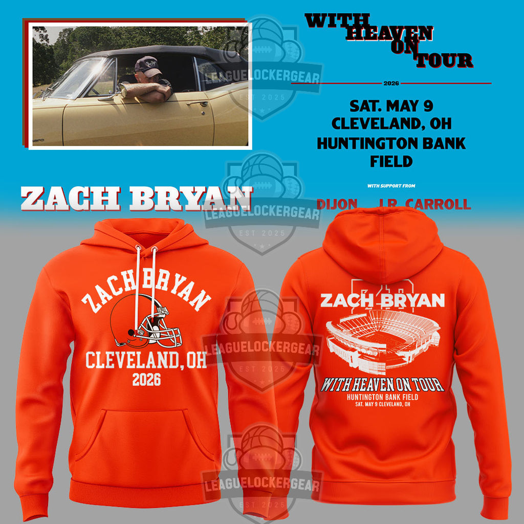 Zach Bryan Cleveland Browns With Heaven On Tour Cleveland 2026 Hoodie